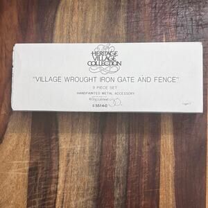 Dept 56 9 Piece Wrought Iron Gate & Fence Set NOS Handpainted Vintage Heritage